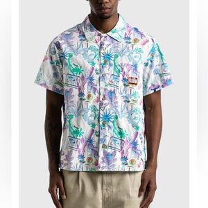 Real Bad Man Revolve Psychedelic Vacation Shirt Short Sleeve Button Down small